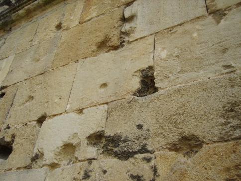   Romsey Abbey, musket ball damage 